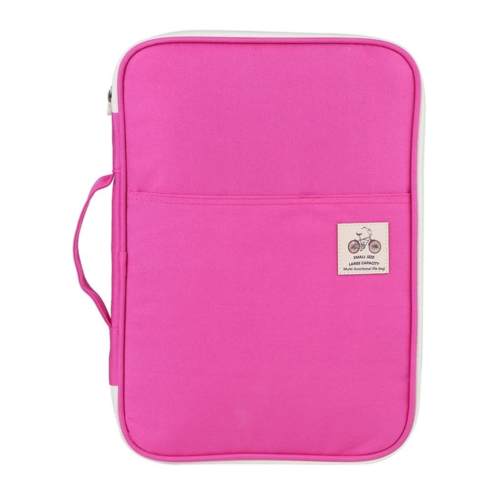 Formato lettera Astuccio per matite A4, sacchetti portaoggetti, borsa per documenti, portafogli cartelle, organizzatore, computer portatile, astuccio con cerniera, scuola e ufficio organizzato (Pink)