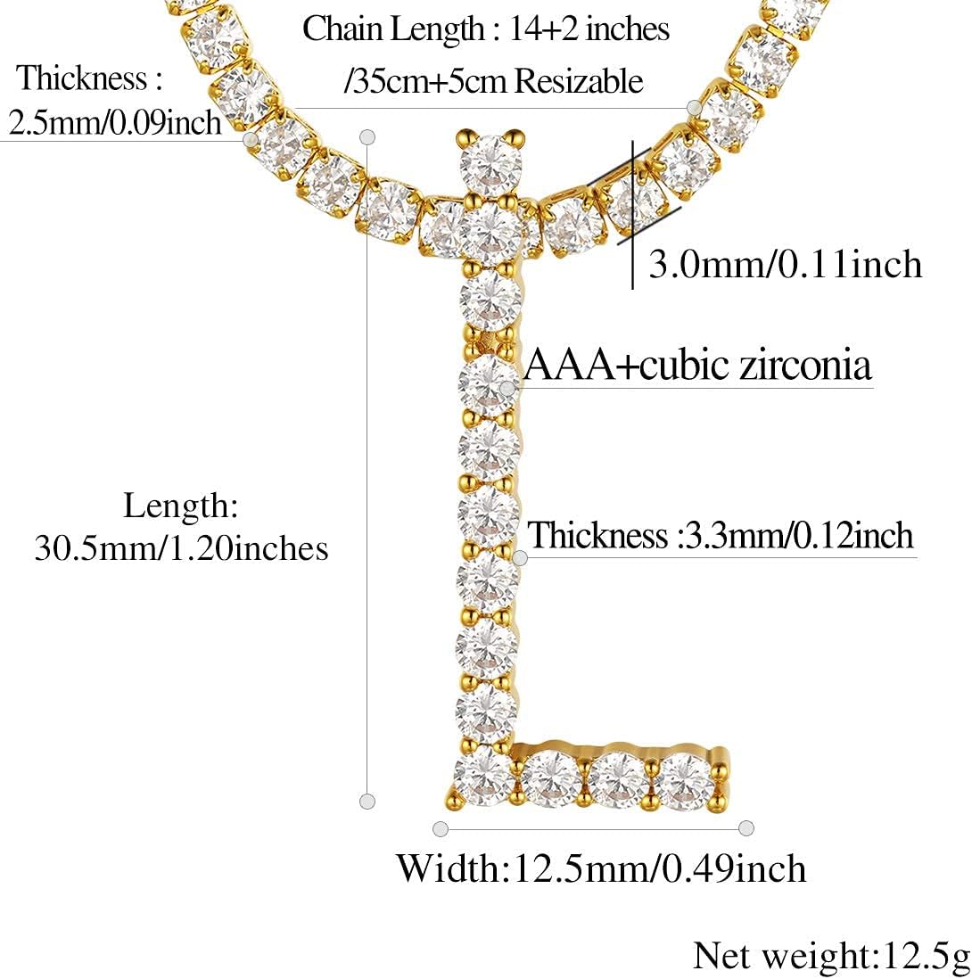 FindChic Bling Fully CZ Tennis Chain Initial Necklace for Women 16'' Butterfly Choker 18K Gold Plated Simulated Diamond Cubic Zirconia Letter Necklace for Girls, with Gift Box