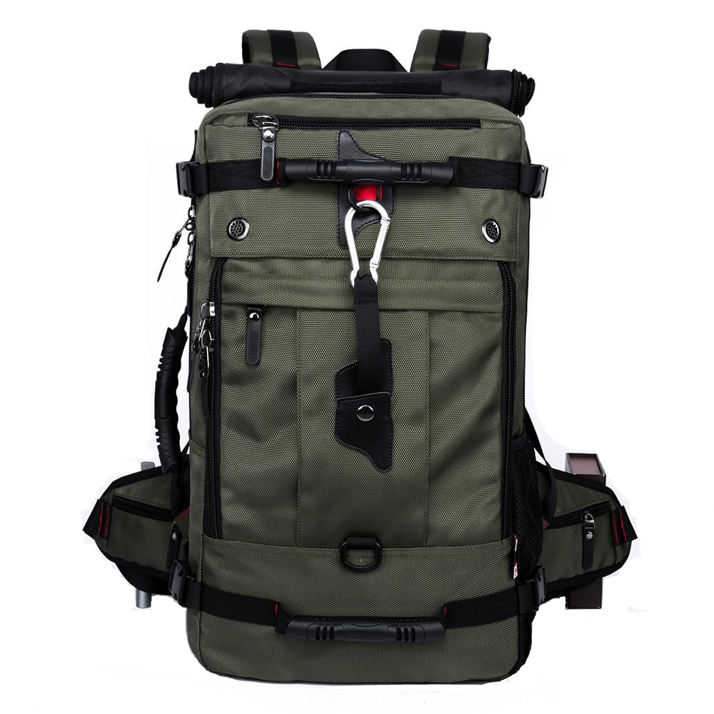 Plecak turystyczny 40 l, na zewnątrz, sport, podróże, fitness, trekking, 3 w 1, jako plecak, torba na ramię, duża wodoodporna torba antykradzieżowa z zamkiem, zielony, L