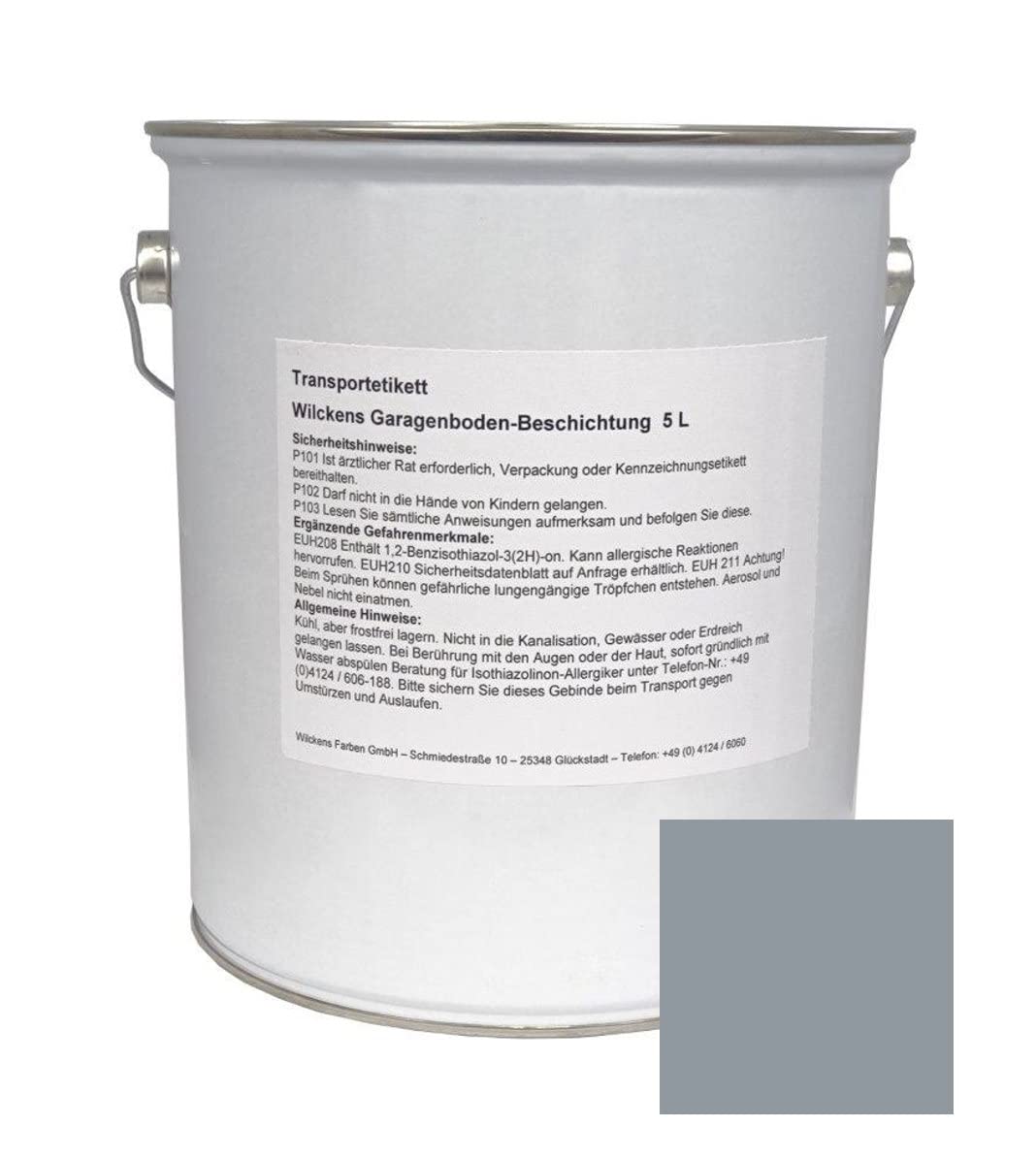 Wilckens 5 Liter Garagen Bodenbeschichtung Beton Boden Estrich Farbe Garagenfarbe Halle Garagenbodenbeschichtung Estrichfarbe Bodenfarbe Betonfarbe Garagenboden (Silbergrau)