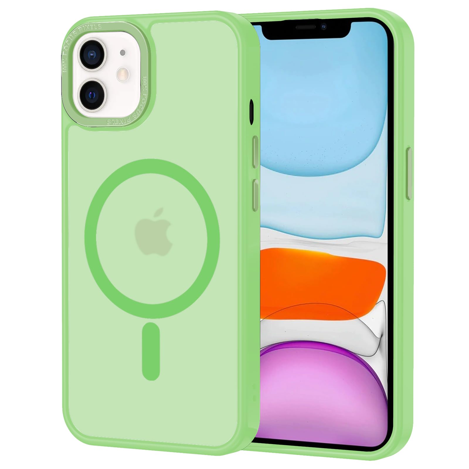 XTCASE Cover Magnetica per iPhone 11 [Compatibile con MagSafe], Custodia Traslucida Opaca Posteriore Resistente ai Graffi TPU Bumper Antiurto Sottile Protettiva Case, Verde