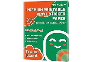 Colemoly Printable Transparent Vinyl Sheets for Inkjet Printer