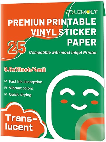 Miniatura 8 de Papel adhesivo de vinilo transparente imprimible para impresora de inyección de tinta, 40 hojas transparentes de secado rápido de 8.5 x 11 pulgadas,