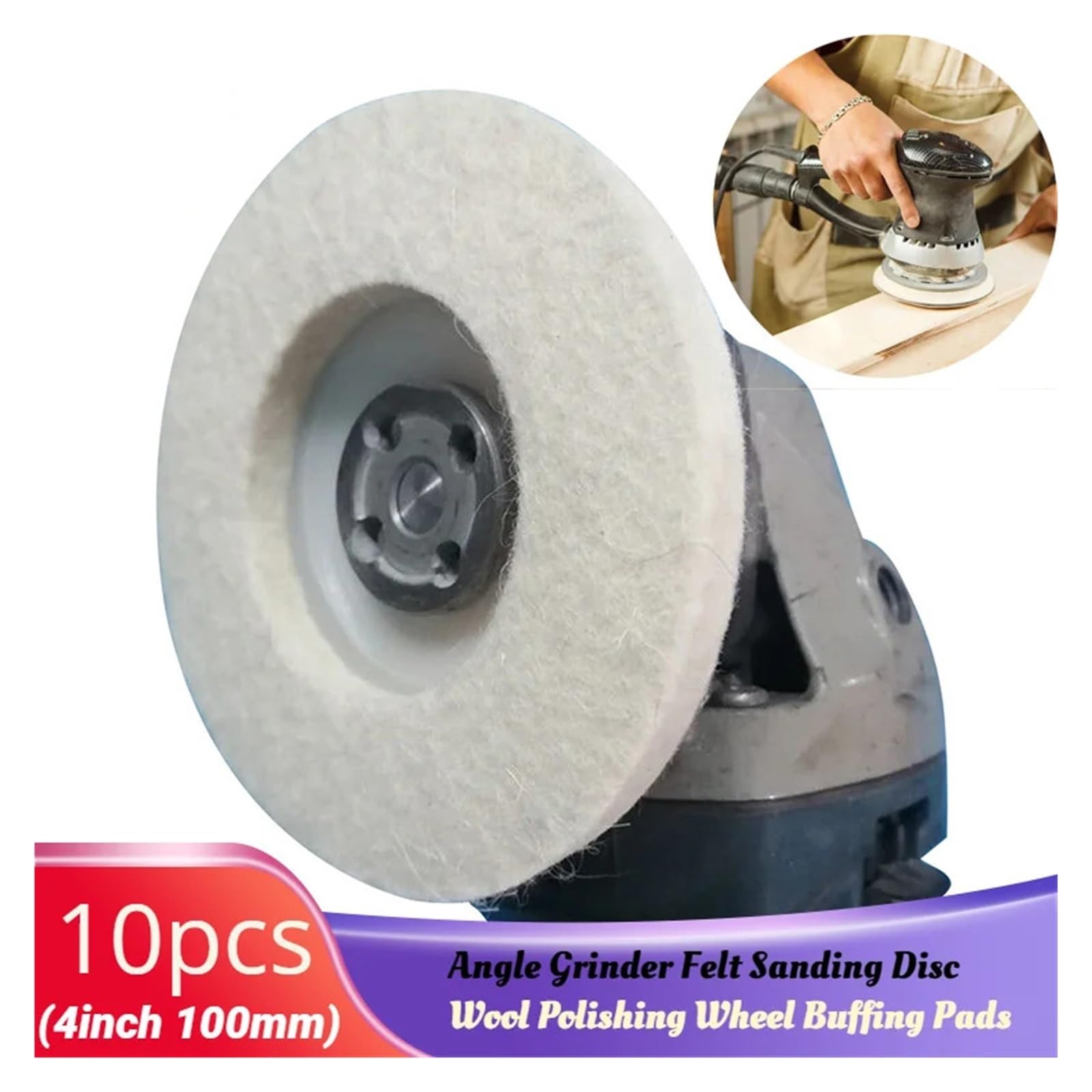 10 pz 100 * 16 * 12mm Feltro di Lana Disco di Lucidatura Ruota di Lucidatura Foro for Smerigliatrice Angolare Auto Detailing legno
