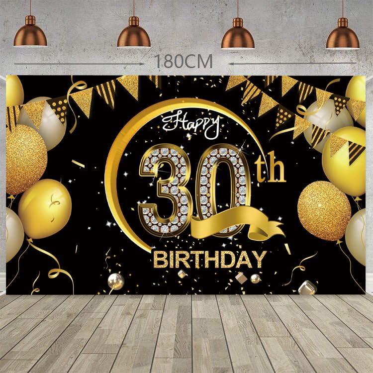 5 Carteles De 30 Cumpleaños Para Patio, 16 Pulgadas, Decoraciones Grandes De Feliz Cumpleaños 30 Para Hombres Y Mujeres, Decoración De Césped Con Estacas Y 15 Globos De 30 Cumpleaños Negro