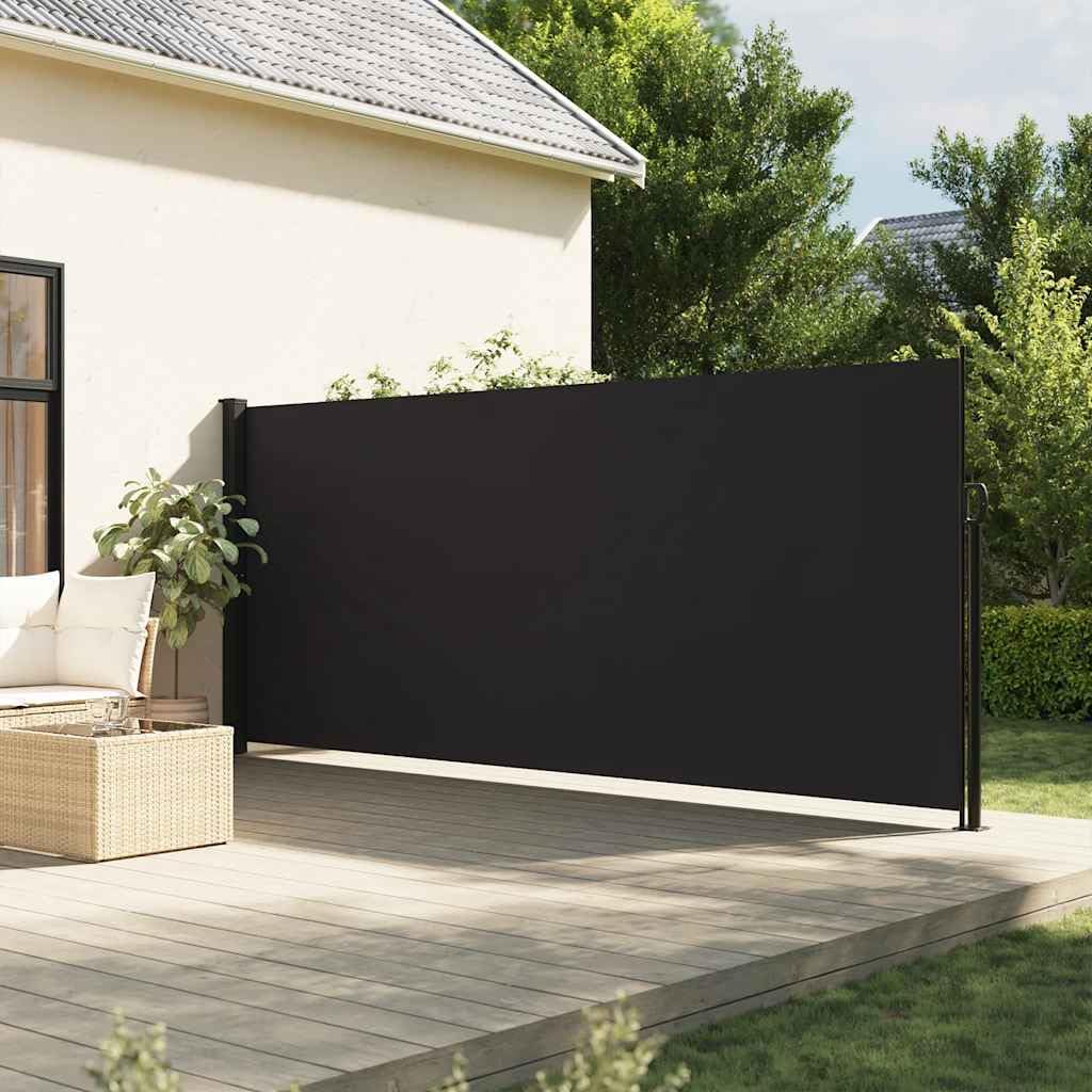 IKAYAA Retractable Side Awning Privacy screen garden Sun Shade Protector Balcony Screen Fence Panels Wind & UV Protection Garden Awning-black-180 x 500 cm