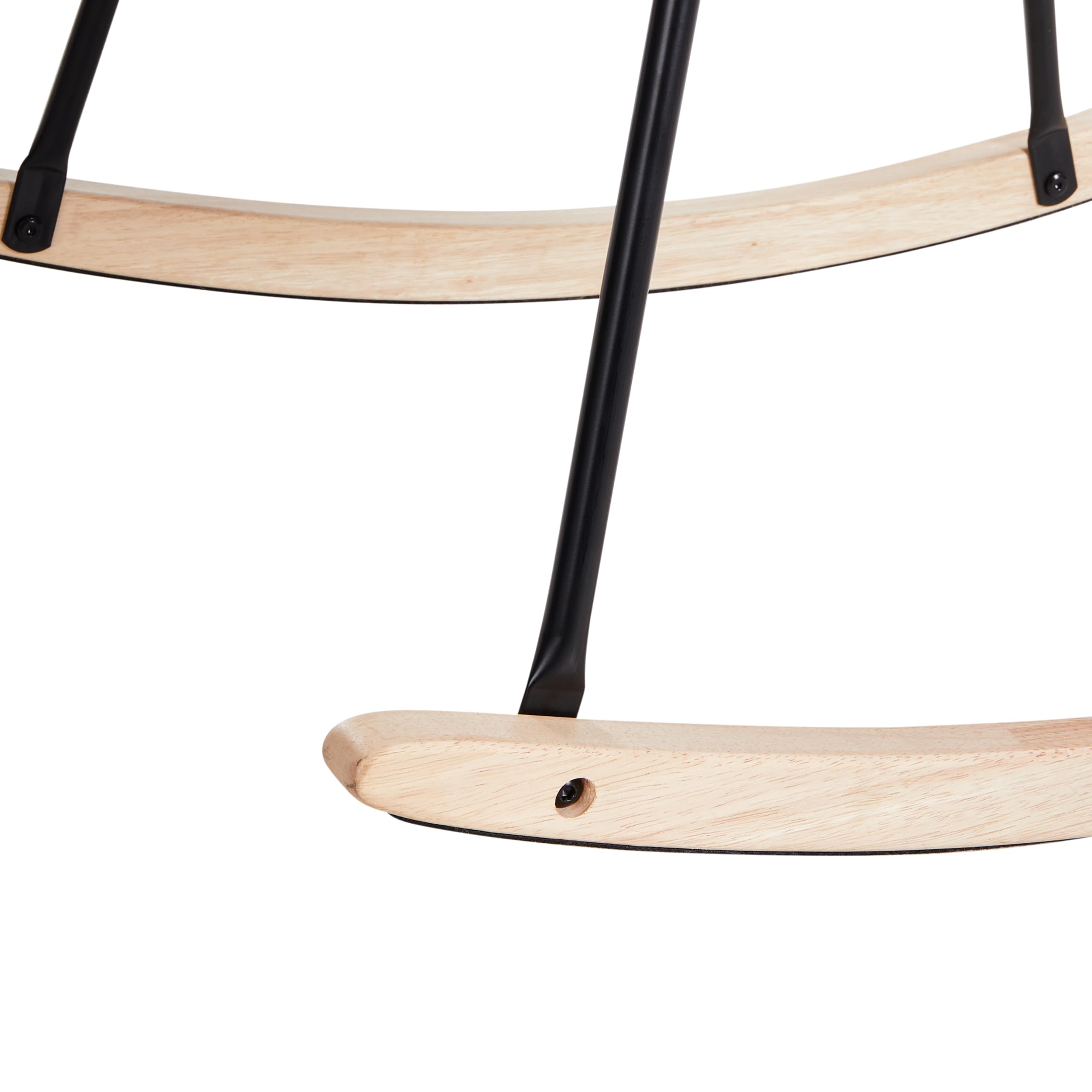 Beliani Silla Mecedora de Tela Asiento de poliéster Patas de Metal Patines de Madera diseño Moderno Blanco Crema Kvelia