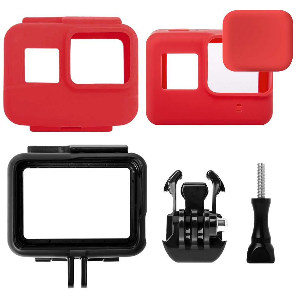 For Gopro Hero 5 and Gopro Hero 6, Greleaves Soft Silicone Camera Housing Case for GoPro Hero 5 / 6 Black with Front Lens Cover Cap and Frame (Case for Gopro Hero 5/6)