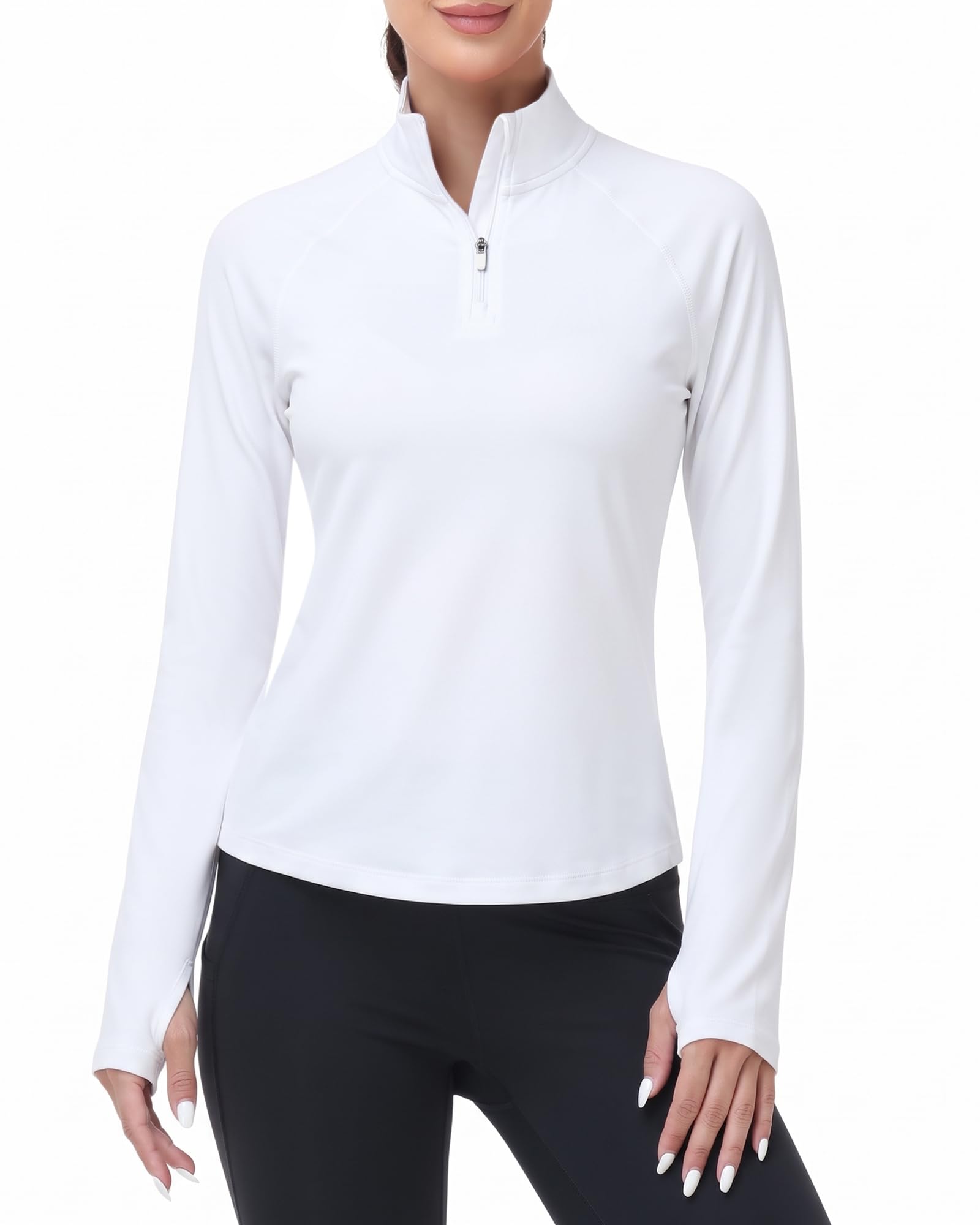 Women's Thermal Quarter Zip Pullover Fleece Long Sleeve Golf Shirts