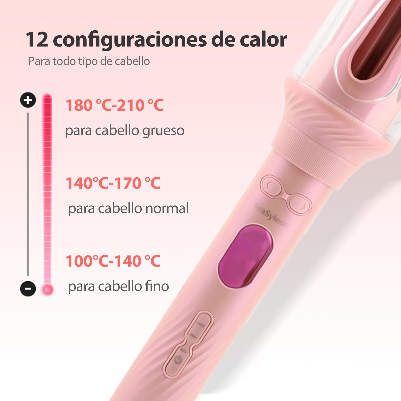 Rizador de Pelo Automático 3 Tamaños (28/32/40mm) - 30s Calentamiento, 12 Niveles Temperatura, LCD, Billones de Iones, Rizador Pelo Automatico