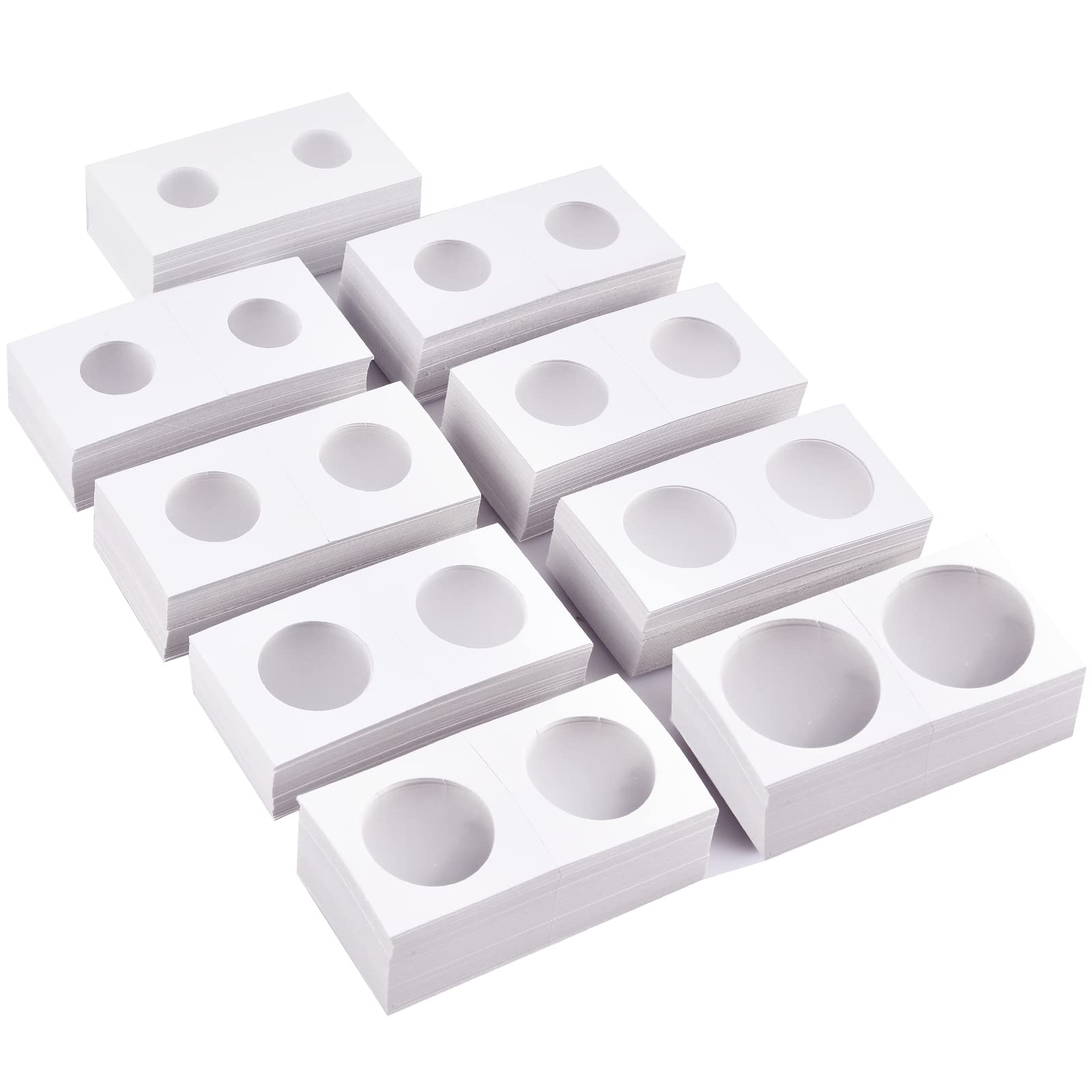 450Pcs Coin Holders Cardboard Coins Flips 2x2, 9 Sizes Collection Display Book for Collectors Collecting Protector Fits for 20.5, 23, 25, 27.5, 29, 31.5, 33, 35, 40 Penny, Quarters, Tokens, Medallions