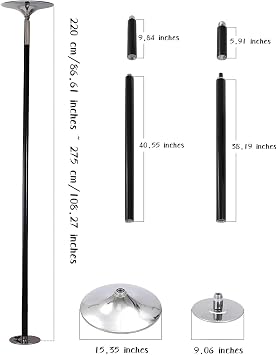 Dance Pole for Home 40mm Fits 83-110 in Gym Pole | Lockable Static & 360 Spin Modes Portable