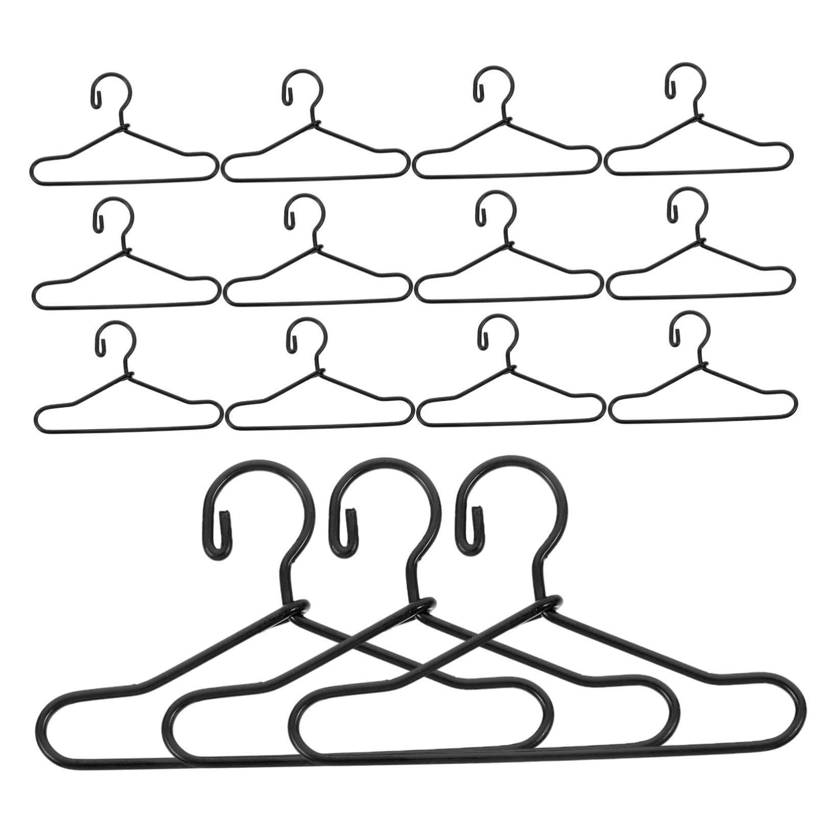 HEMOTON 3sets Doll Clothes Hanger Doll Hangers Doll Clothes Rack Miniature Dollhouse Furniture Doll Coat Hangers Doll Dresses Hangers Miniature Clothes Hangers Metal Black 55pcs*3