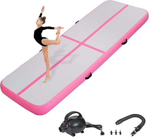 Inflatable Gymnastics Air Tumbling Track Mat 10ft 13ft 16ft 20ft, Air Tumble Track Mat with Electric Air Pump for Home Use Training Cheerleader Yoga