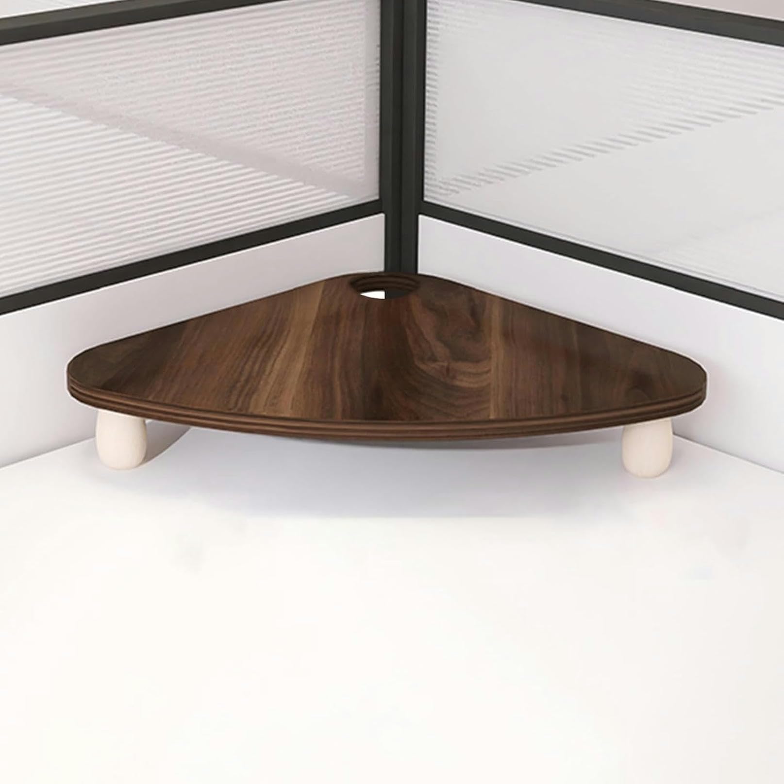 CGJseFH computer stand, Corner Monitor Stand Triangular Riser with Wiring Hole, Home Office Computer , Space Saving Organizer Contraptions, Brown,White(Brown)