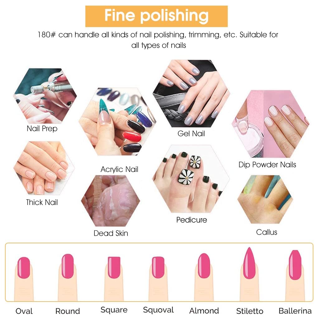 Kreni 100pcs Sanding Bands For Nail Drill Grinding Sand For Electric Nail Art Manicure Grit File Sand Piece Set Nail File Gel Polish Remover Manicure Pedicure 3