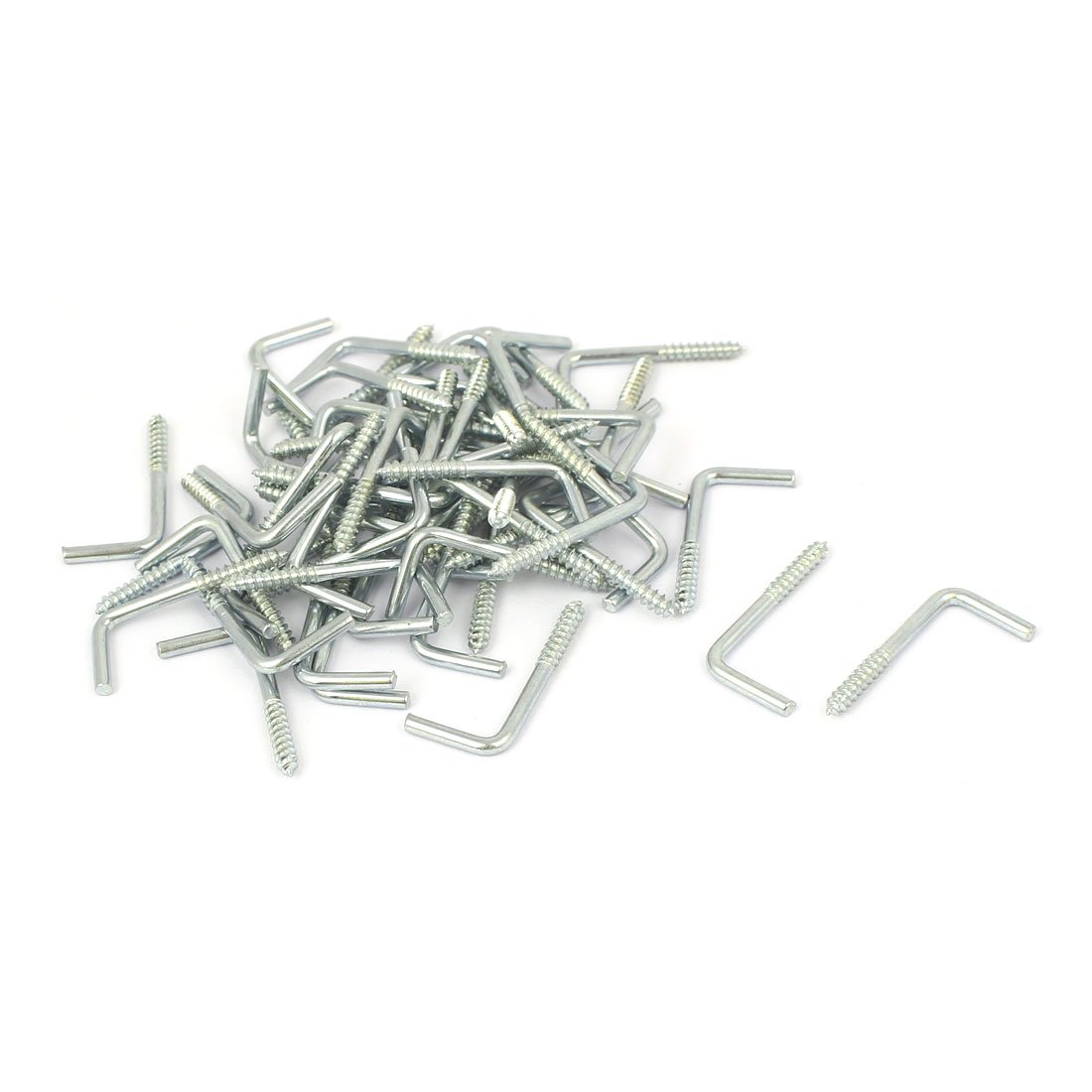 Uxcell Silver Sourcing Map Home Wall M3x25mm L Shaped Self Tapping Metal Screw Hook Picture Hanger 50Pcs