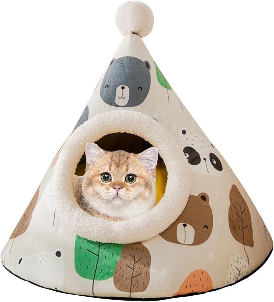 Lit-cave pour chat isolant et lavable contre le froid de l'hiver
