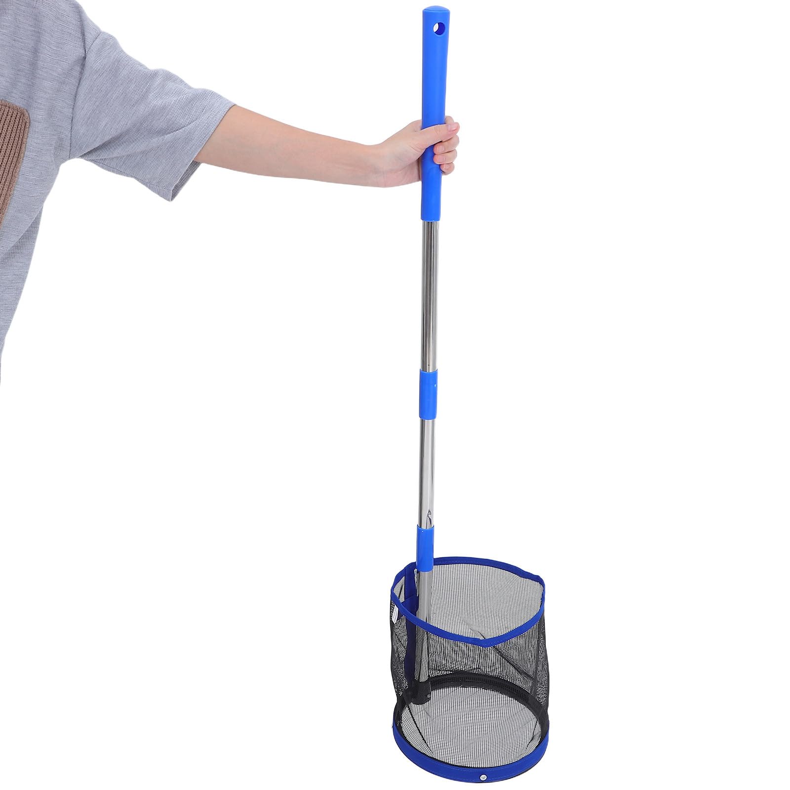 Healeved Recogedor Profesional de Balones de Tenis de Mesa Mango Largo, Capacidad Grande y Material Acero Inoxidable y Abs, Práctico para Entrenamiento y Uso Doméstico