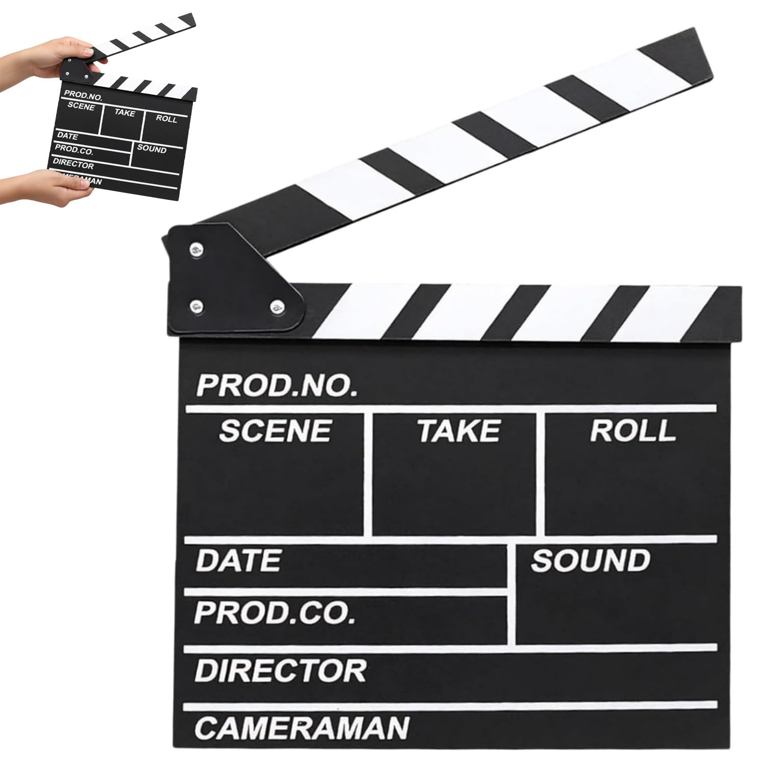 Wooden Clapboard Clapperboard for Film, Movie/Film/TV Clapper Black 19X20cm