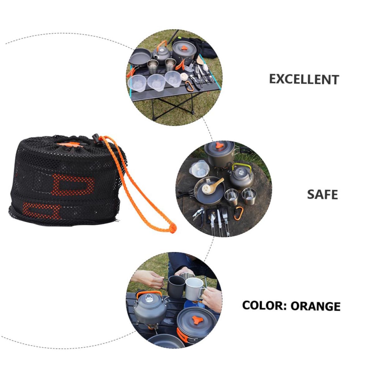 BESPORTBLE Ustensiles Cuisine de Camping Ensemble Cuisine D'extérieur Poignée Anti-brûlure Portable en Alliage D'aluminium Pratiques pour Activités en Plein Air