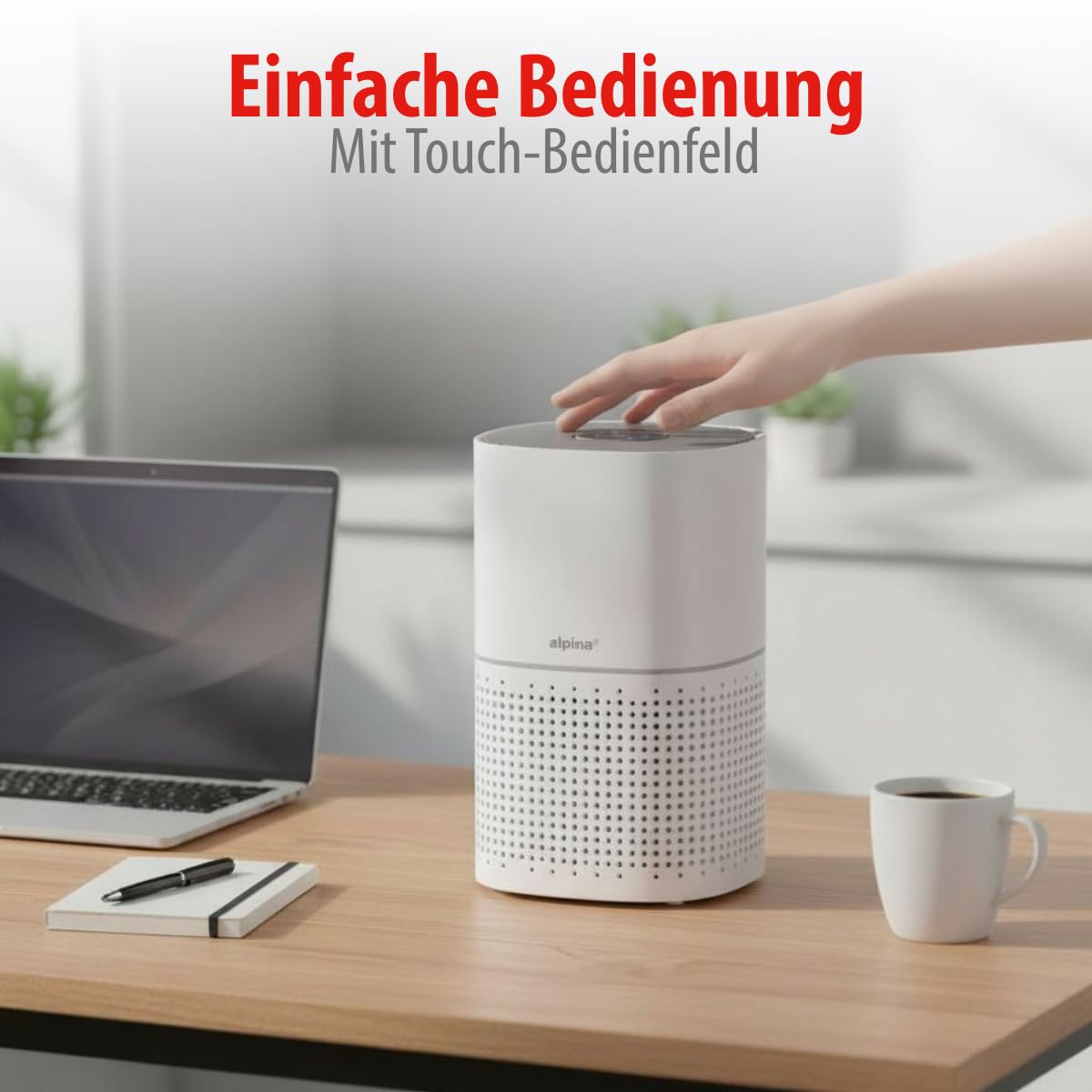 alpina Luftreiniger mit Ionisator - Air Purifier mit HEPA-Filter H11 - Luftfilter mit 3 Geschwindigkeiten - Lufterfrischer mit Timerfunktion - Stille Nachtmodus Räume bis 28 m² Weiß