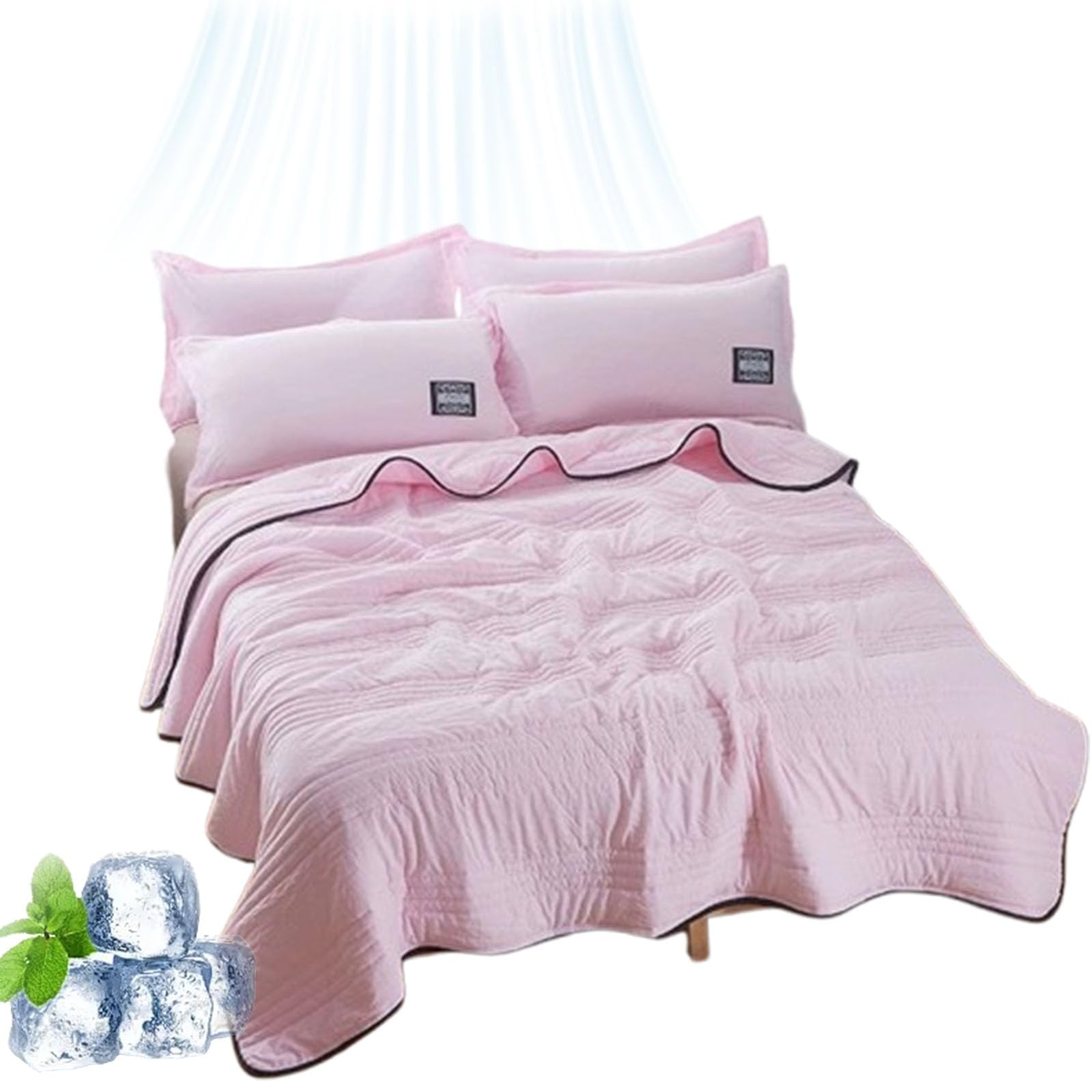 fjaldjfu Nuvodreams Silk Cooling Blanket, 100% Cool Ice Silk Cooling Blanket for Night Sweats, Double Side Breathable Summer Bedding for Hot Sleepers Must Haves, Lightweight, King Size (Pink,Small)