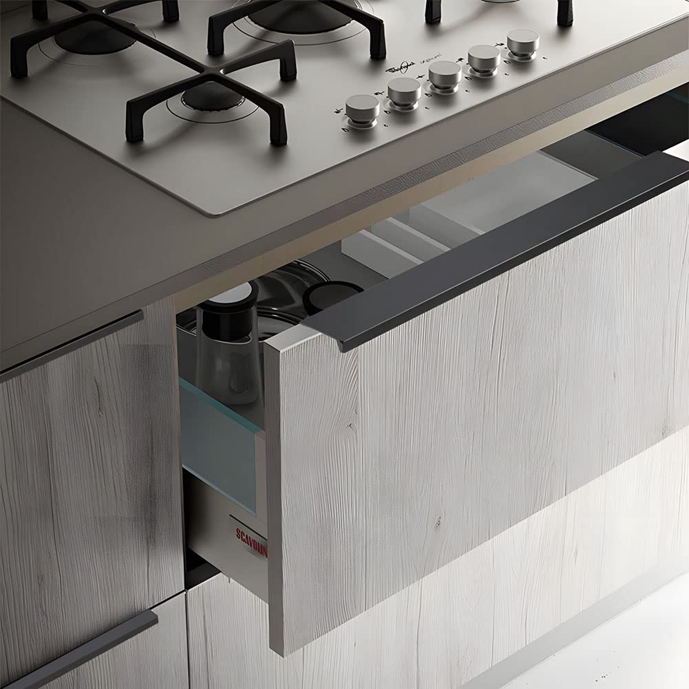 Maniglie moderne in alluminio nero per armadietti, 150 mm, maniglie nascoste per mobili da cucina, armadio, camera da letto, bagno