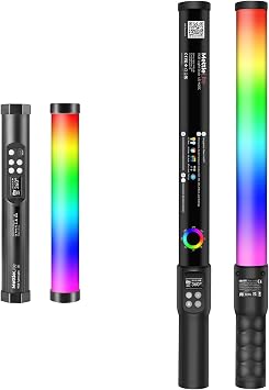 Mettlelite TLX1 RGB Tube Light and Mettlelite LS400C Light Stick Full Color Video Light with APP Control 2800K-8000K CRI96 TLCI97 RGB CCT HSI Mode LED Light Bundle