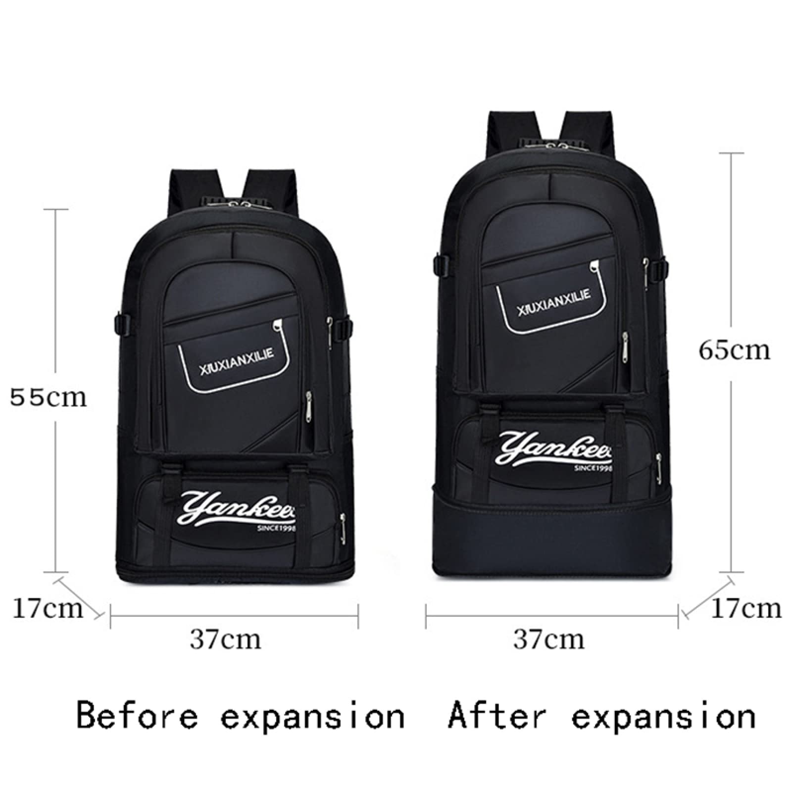 Zaino da uomo Oxford espandibile da 65 litri Zaino da viaggio per escursionismo all'aperto Zaino sportivo Borsa da scuola Borsa da pesca per alpinismo