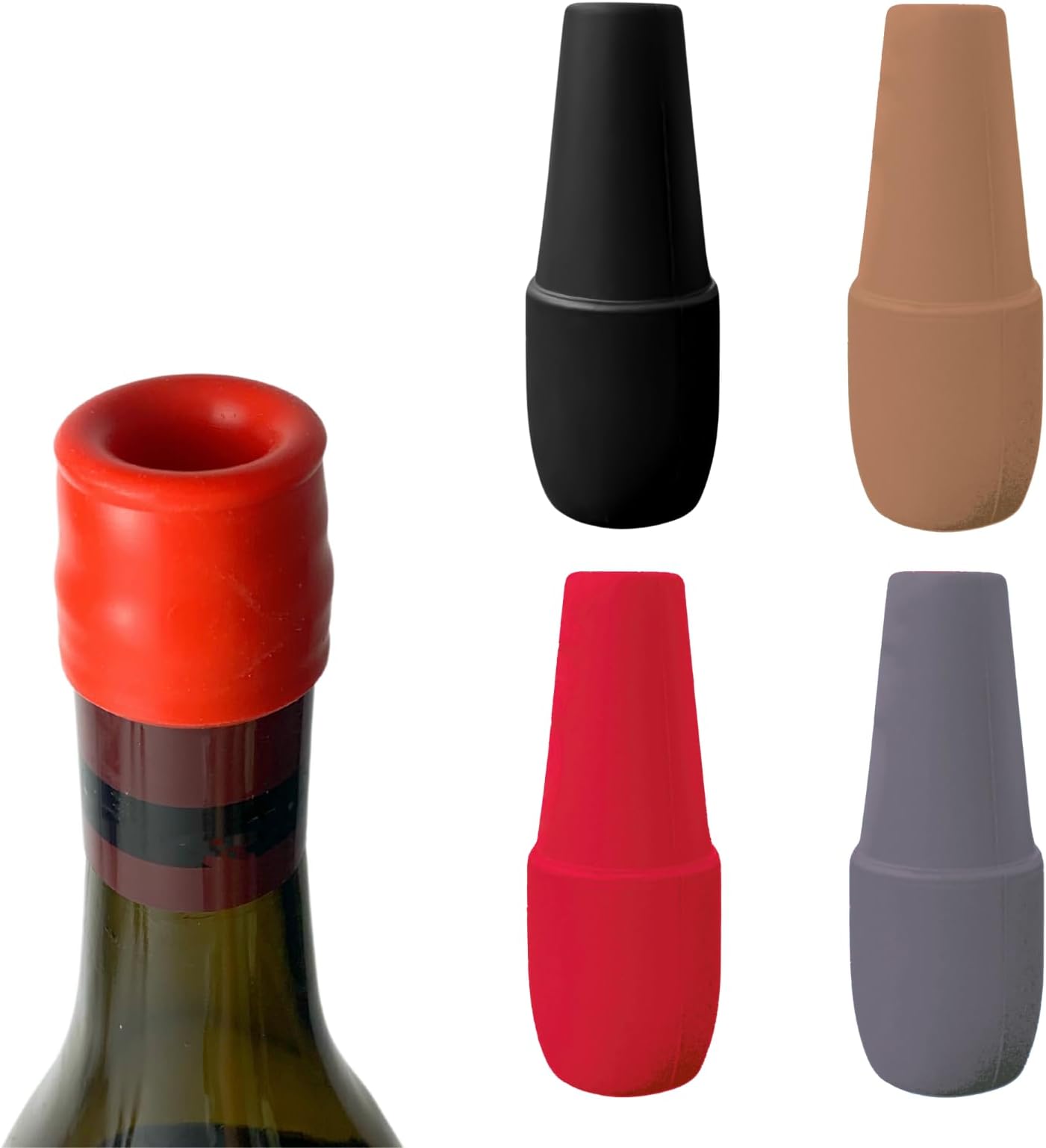 FillTouch 4 Pcs Wine Stoppers, Double Sealed Silicone Wine