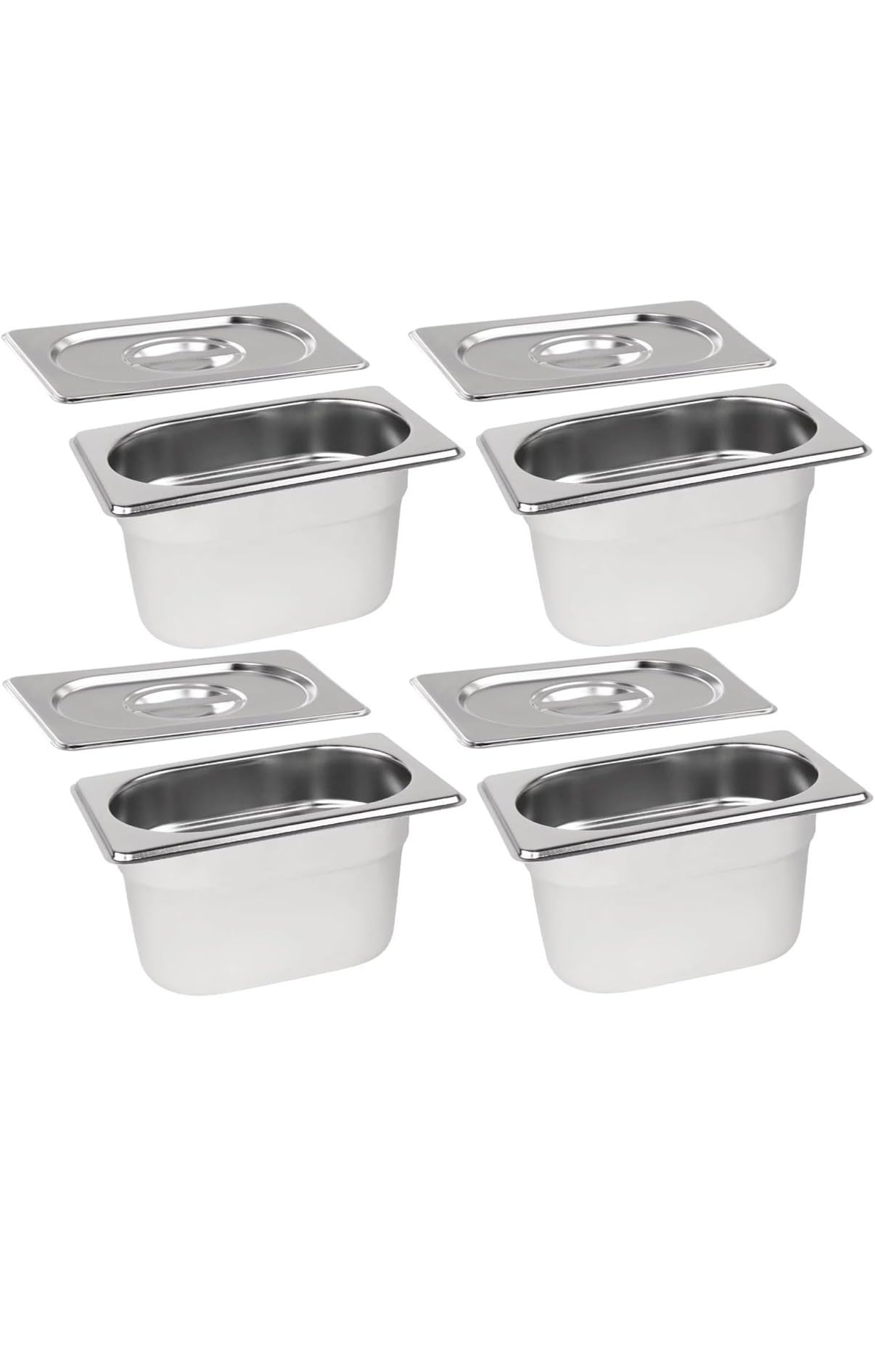 Chopra Metals GN Pan Food Container 1/9 100mm (4" Deep) Stainless Steel Gastronorm Pan with Lid (Set of 4), Easy-to-Clean Food Storage Solution for Commercial Kitchens & Catering Use-image-0