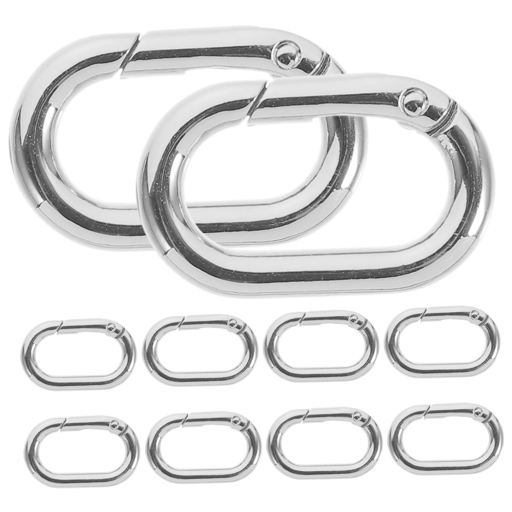 ULDIGI 10pcs Oval Spring Clasp Connector Metal Carabiner Clip Swivel Clasp Buckle for DIY Keyring Bag Heavy Duty Easy to Open Close