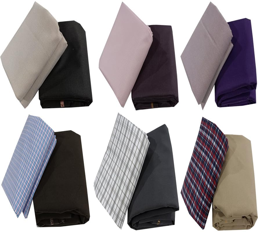 Fabrics Men's Cotton Shirt and Trouser Unstitched Fabric Set of 6 - Gift Box Pack (Multicolour_Free Size) 03