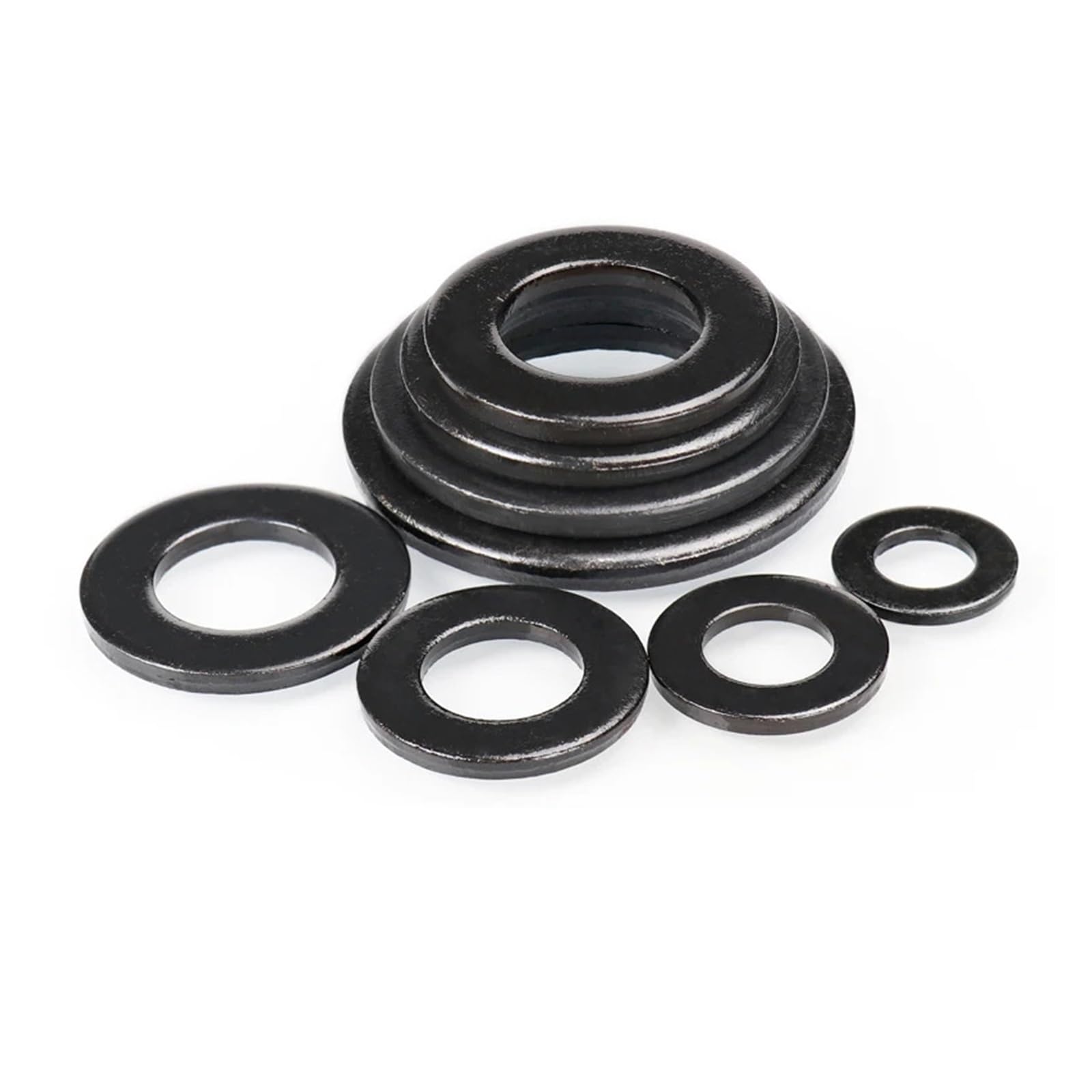 Arandela, Arandelas planas de acero al carbono, 1/2/5/10/20/50/100 piezas M2-M45 DIN125 Grado 8. Junta plana arandela negro(M24x44x4 x2pcs)