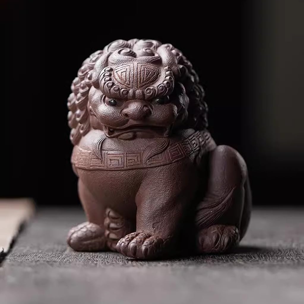 Herbata Zwierzęta Fioletowy Piasek Tang Lwa Statua, Desktop Ozdoby dla Zwierząt, Ręcznie Robiona Rzeźba, Zestaw do Herbaty, Rzemiosło Wystrój Domu Figurki
