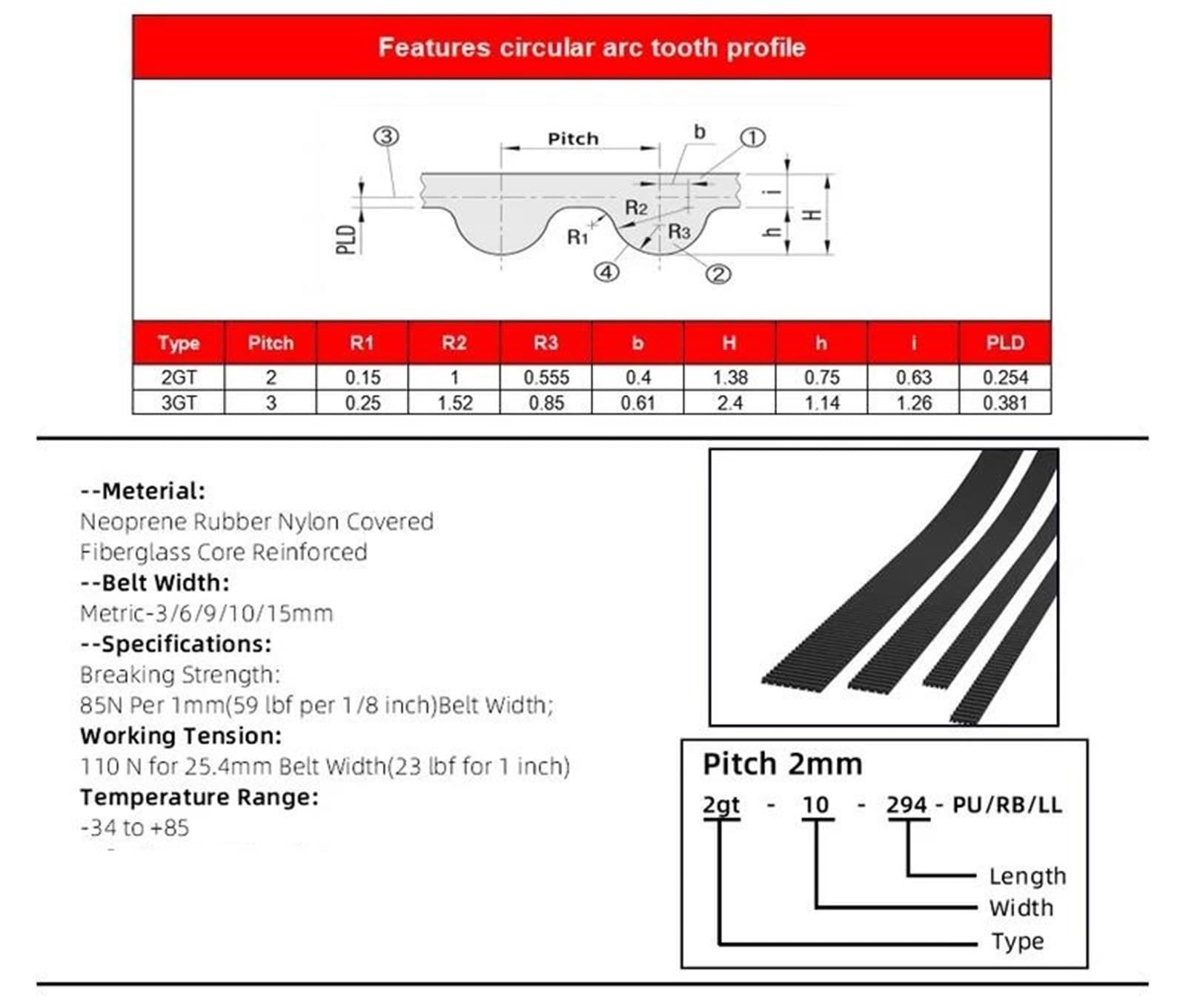 Übertragungsriemen Für 3D-Drucker GT2-6mm / 10mm Offener Zahnriemen 5m/10m//20m/50m/lot GT2 Riemen Gummi Aramidfaser Auf Länge Keilriemen(10M,GT2-15mm)