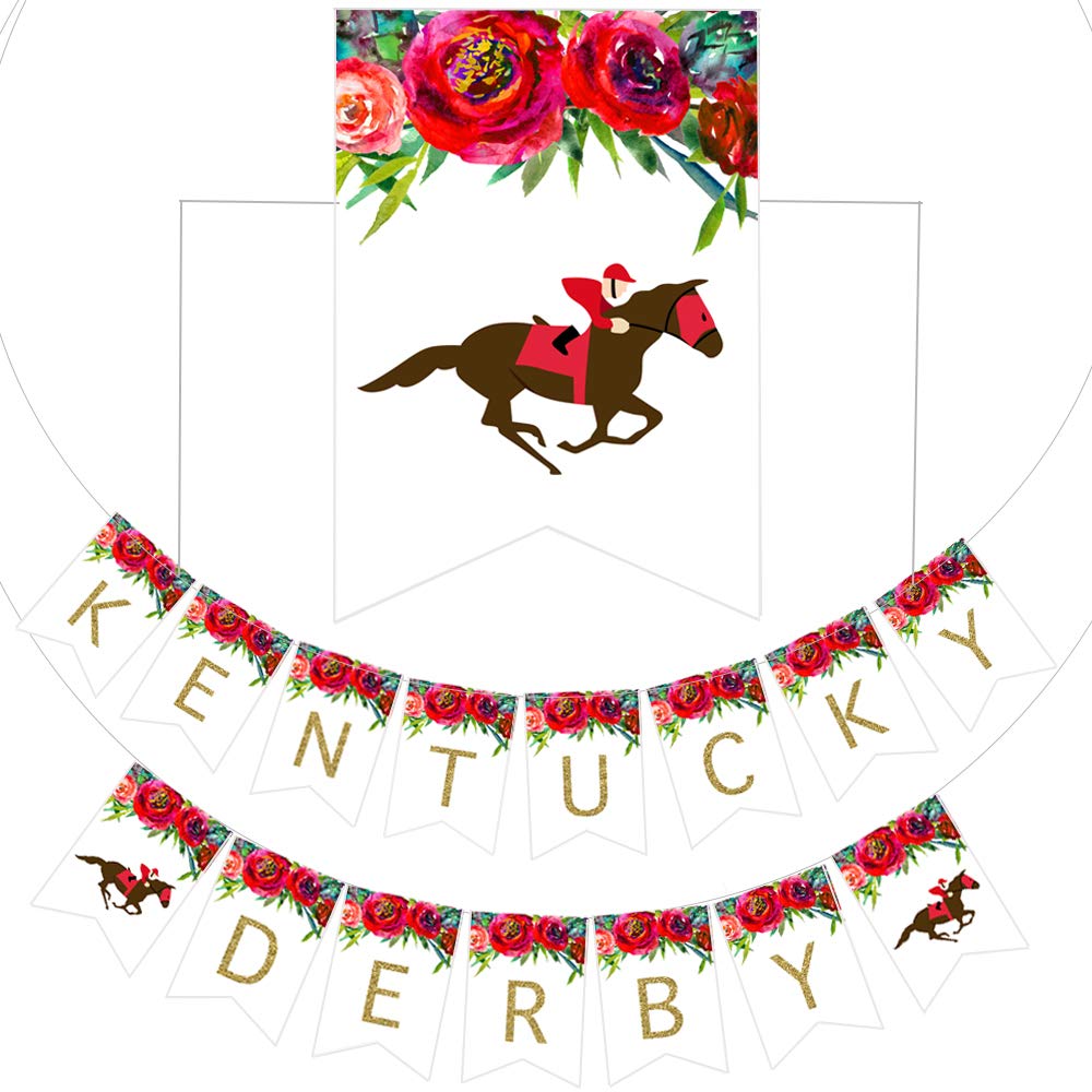 Kentucky Derby Banner Party Decoration Supplies, Horse Racing Derby Day Festival Holiday Party Supplies Decorations