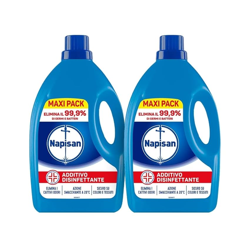 Immagine del prodotto Napisan Additivo Lavatrice Liquido per Bucato, Confezione da 2x2.2 Litri di Additivo Liquido per Lavatrice Classico, Contro i Batteri e i Cattivi Odori
