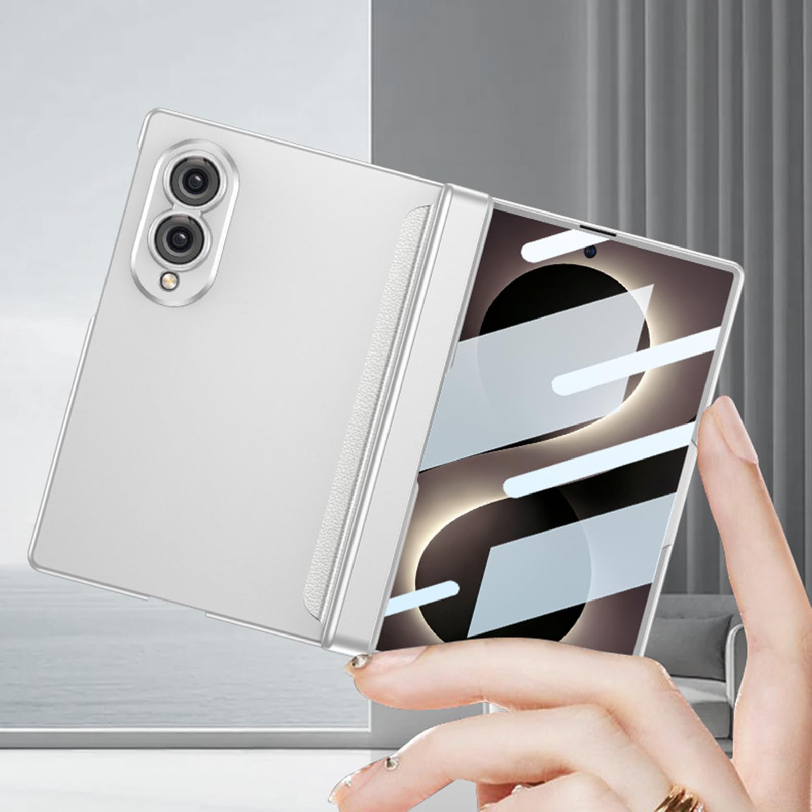 Matowe etui do Samsung Galaxy Z Fold 8, magnetyczny ekran ssący Flim zawias etui odporne na zarysowania cienka osłona, szare