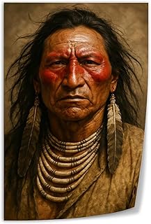 Crazy Horse, Native American Tribal, American Lakota Iconic Painting Poster2Wall Art Canvas Print Living Room Office Bedroom Aesthetic 12x18inch(30x45cm) Unframe-style