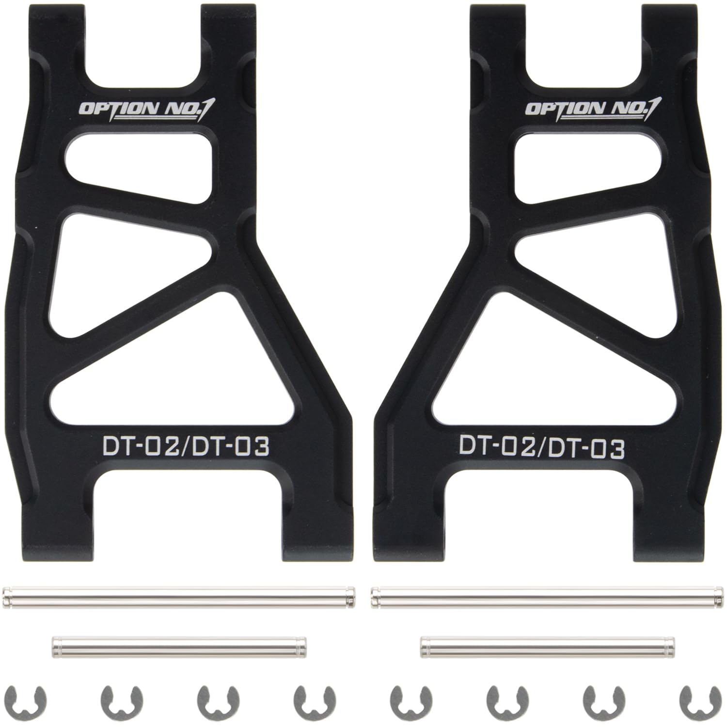 HobbyMarking Aluminum Rear Lower Suspension Arms Set for 1/10 Scale Tamiya DT-02 DT-03 Chassis RC Buggy Car Upgrades Parts