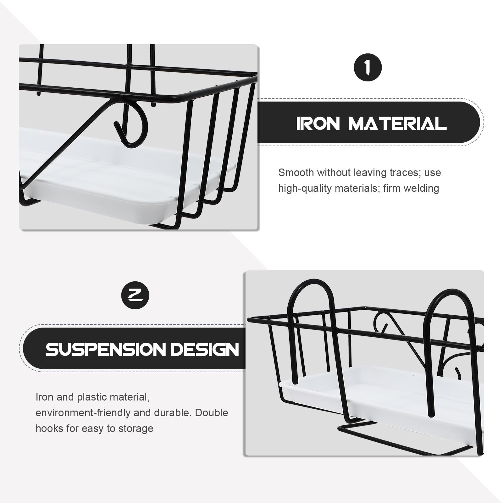 PACKOVE Soporte Blanco de Plástico para Hierro y Plantas Suspendido Doble Gancho Colgante Fácil de Almacenar para Decoración de Terraza Interior y Maceta
