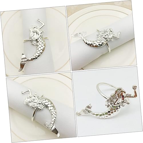 Miniatura 9 de Abaodam Servilleteros de sirena para decoración de otoño, decoración de mesa de boda, para mesa de 2 piezas, hebilla de servilleta de dibujos