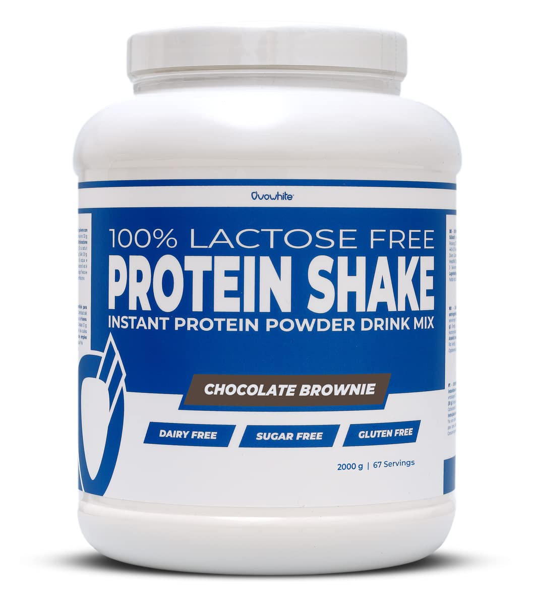 100% Egg Protein Shake Lactose Free/Gluten Free/Sugar Free - Proteine in Polvere Isolate dell'Uovo (Chocolate Brownie, 2000 g)