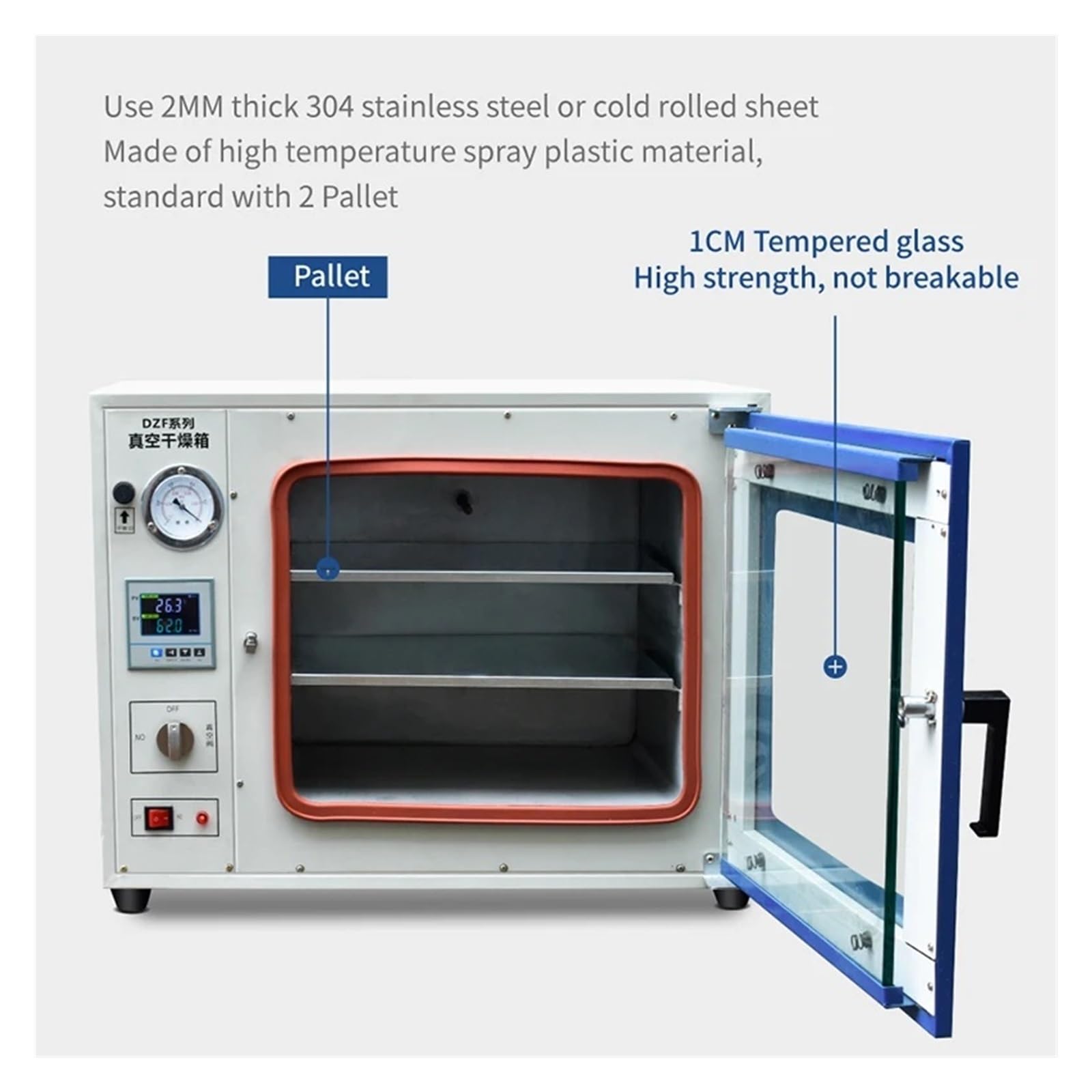 Horno De Secado Al Vacío Con Calefacción Eléctrica, 90L, Temperatura Constante, Pequeño Secador Industrial, Laboratorio Acero Inoxidable