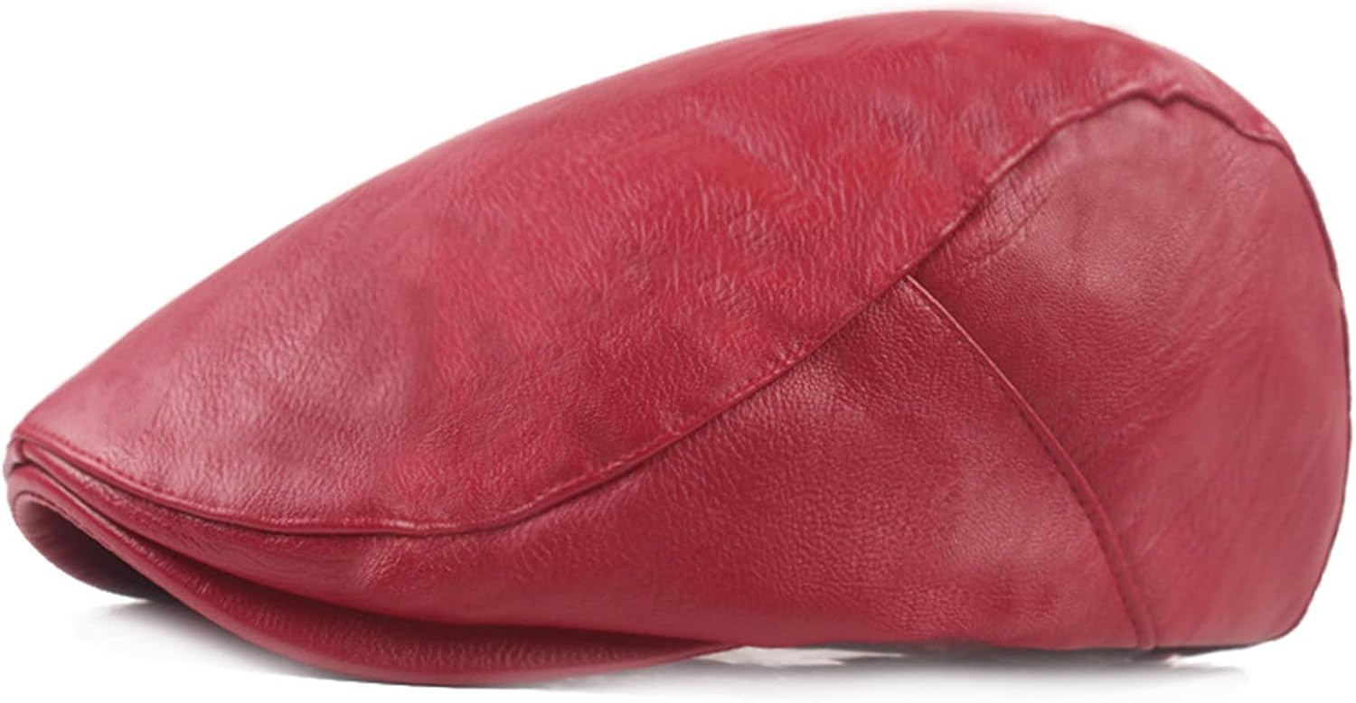 Idopy Men's Classic Faux Leather PU Driving Ivy Hat Fishing Golf Beret Newsboy Flat Cap Cabbie