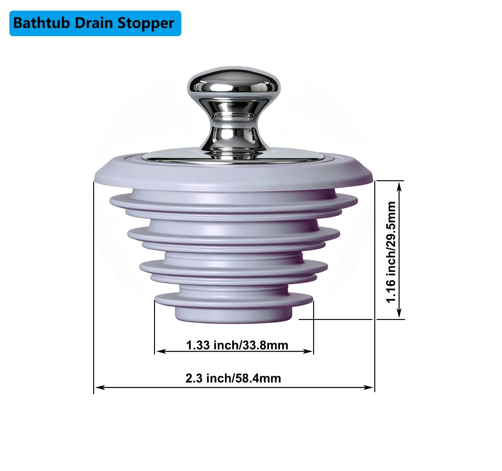 Tapón de Drenaje de bañera, tapón de Silicona para bañera, tapón de Drenaje de Lavabo (Gris, Producto Patentado)