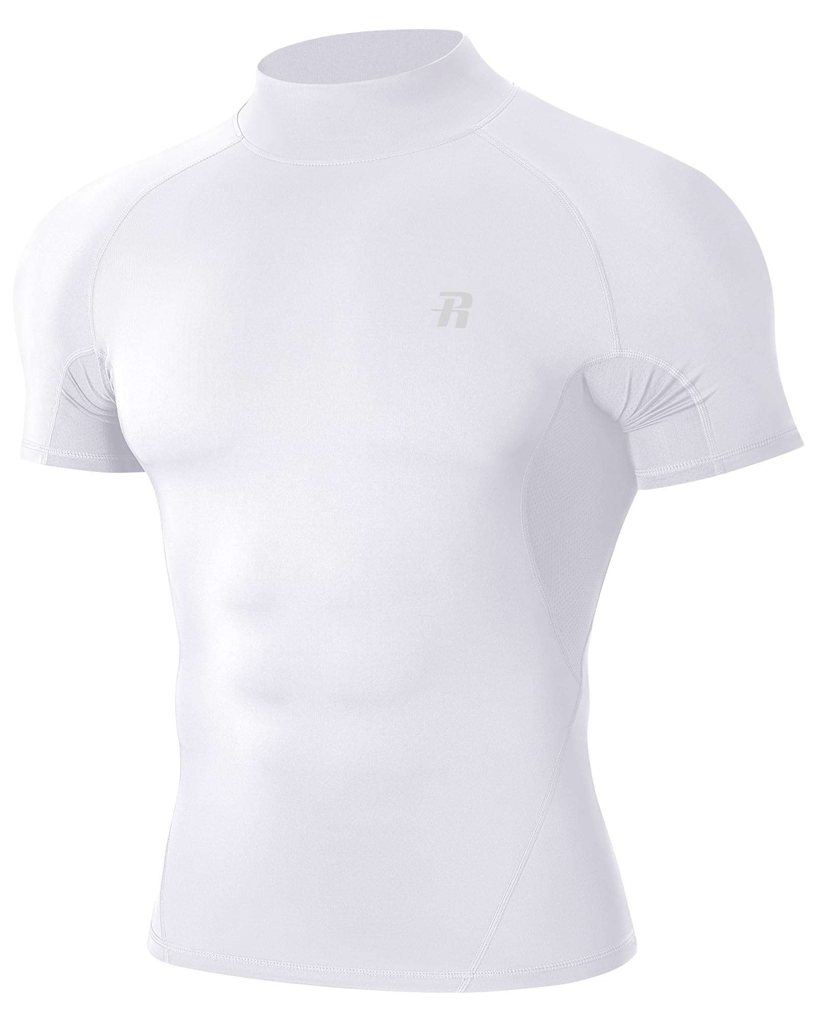 Runhit Kompressionsshirt Herren Kurzarm mit Stehkragen, UPF 50+ Funktionsshirt Atmungsaktiv Schnelltrocknend Laufshirt für Fitness Gym Outdoor Sports