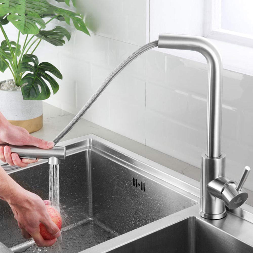 Robinet de cuisine avec pulvérisateur rétractable eau chaude froide mitigeur monocommande